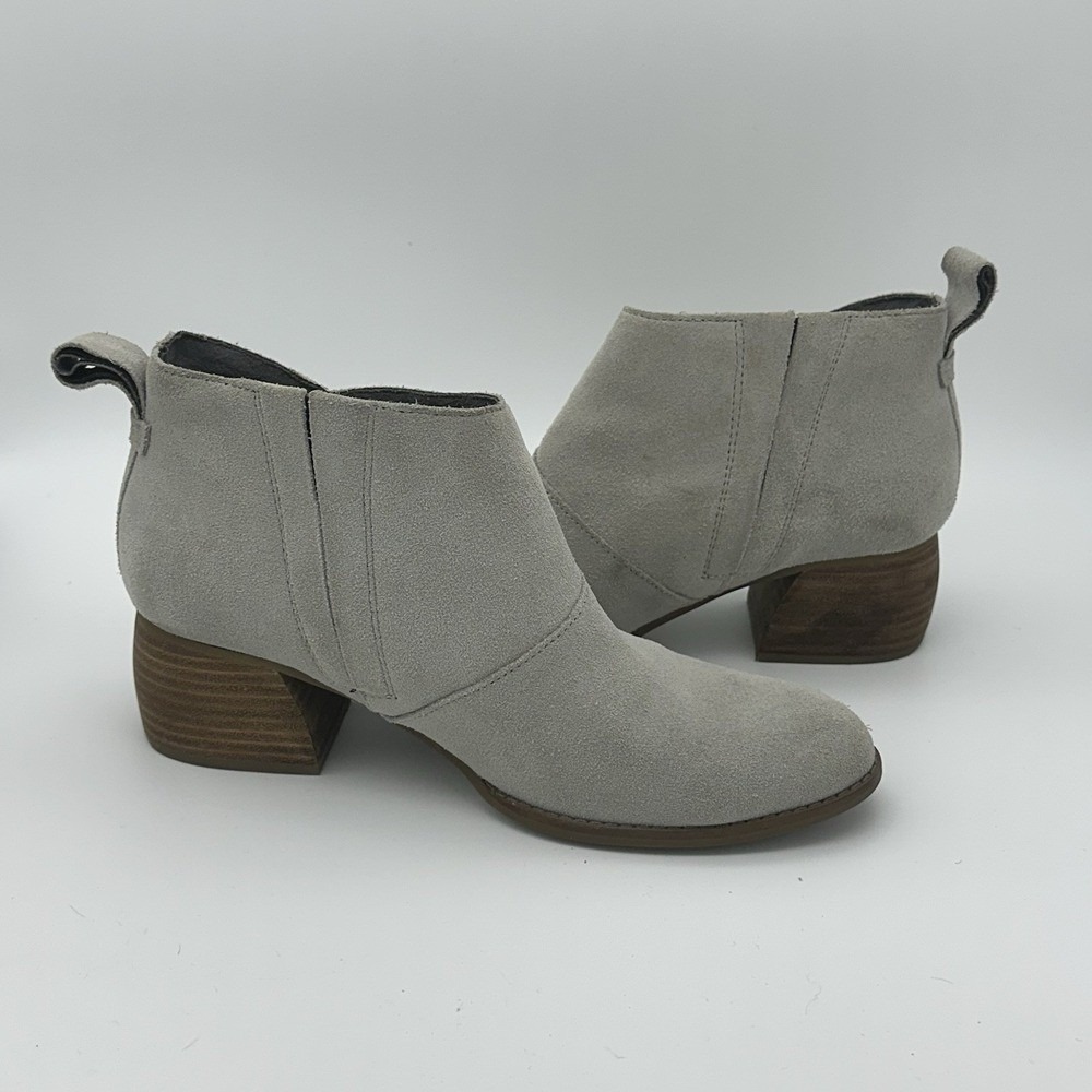 Toms W 7.5 Leilani Drizzle Grey Suede Ankle Boots Indie Urban Minimalist Chic - Picture 2 of 6